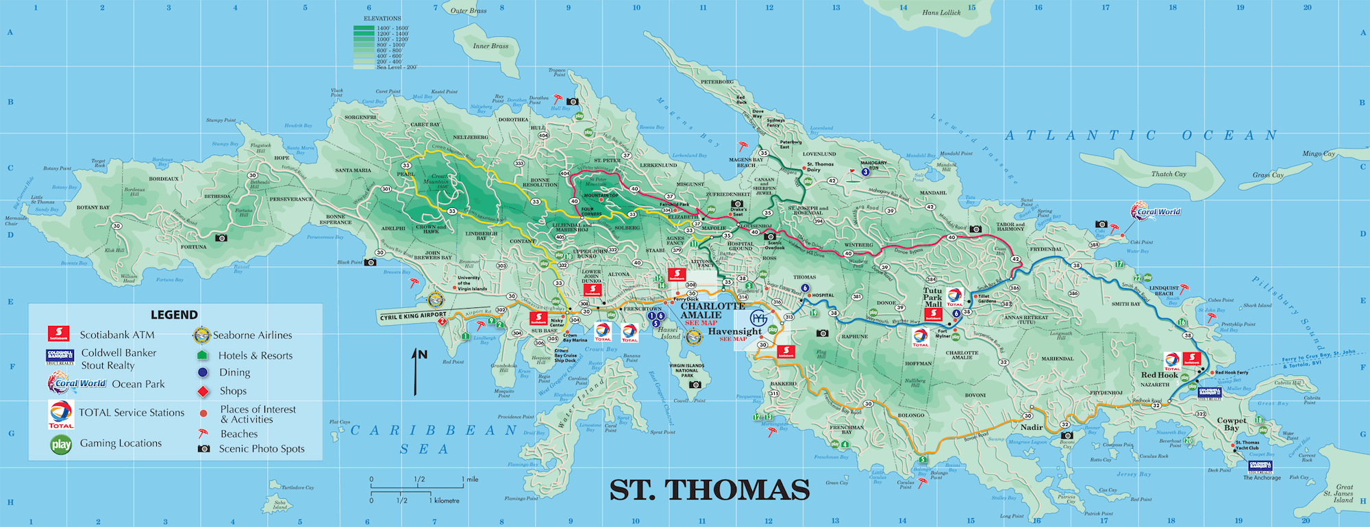 st thomas map us virgin islands